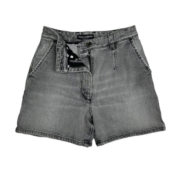 Dolce & Gabbana High Waisted Grey Denim Jean Shorts, Size 24" (MSRP $795) - Picture 1 of 8
